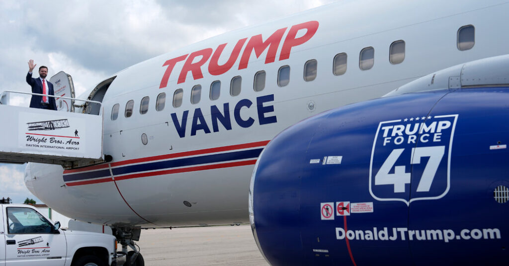 Vance Adjusts to His New Role, Aboard a Plane With His Name on It