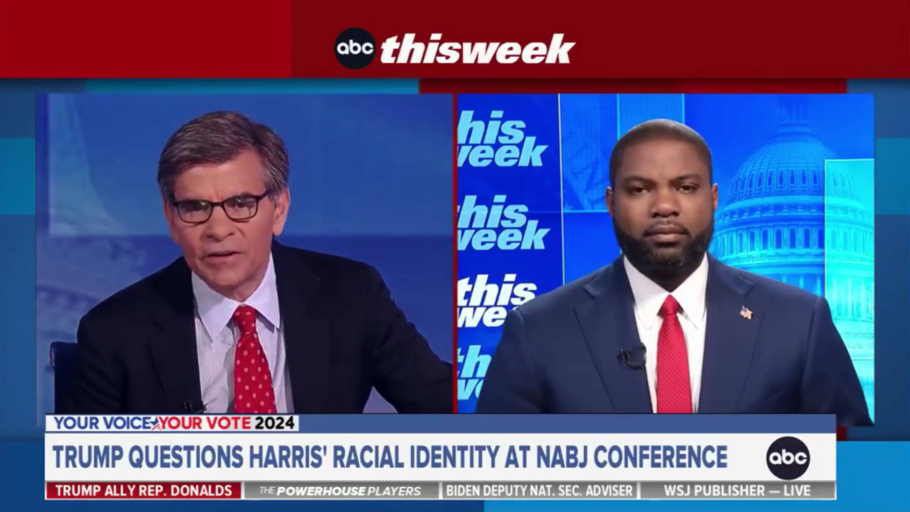 George Stephanopoulos repeatedly presses Rep. Byron Donalds on VP Harris’ racial identity